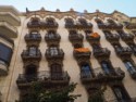 Fancy balconies, some with Catalan flags